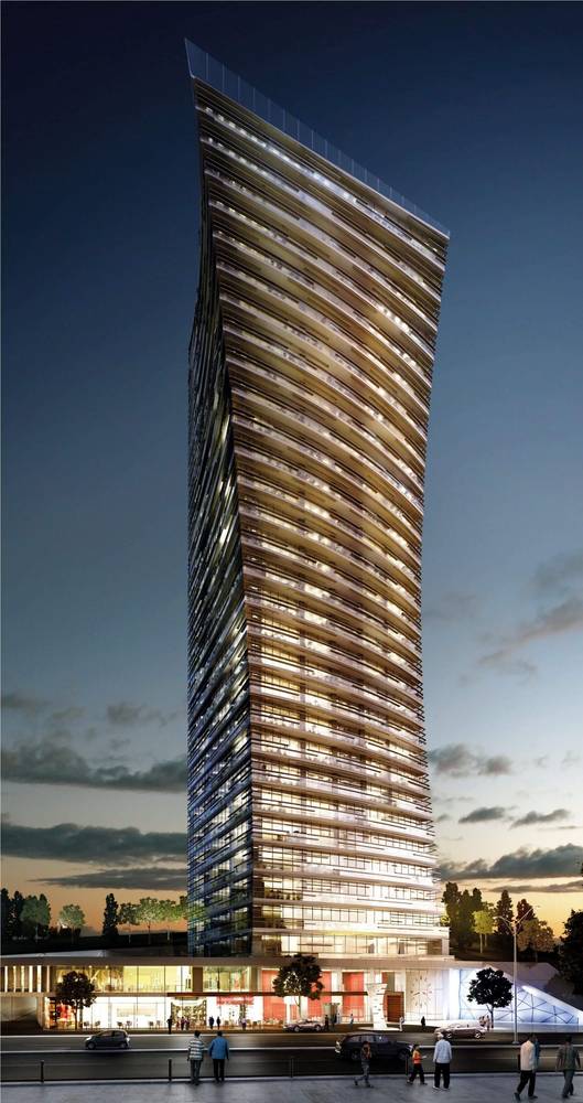 Der iTower in Şişli bei Abenddämmerung